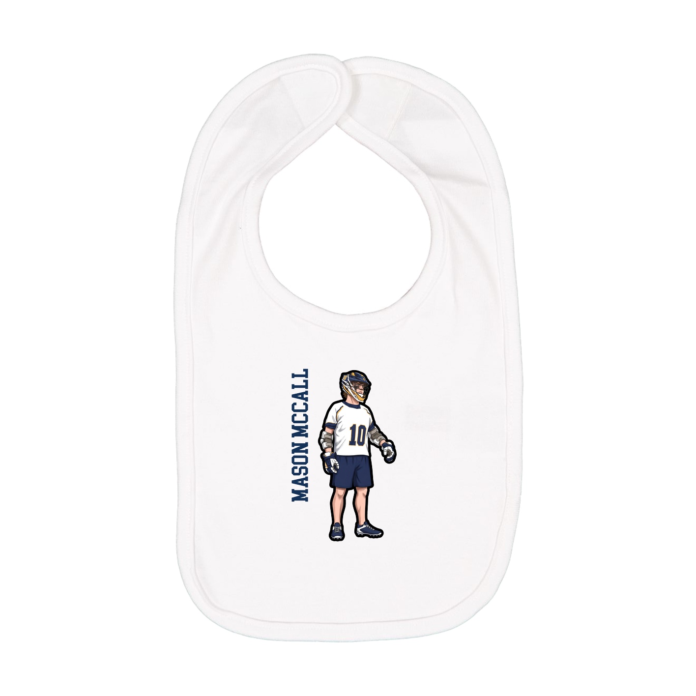 Infant Bib — Name Vertical in White