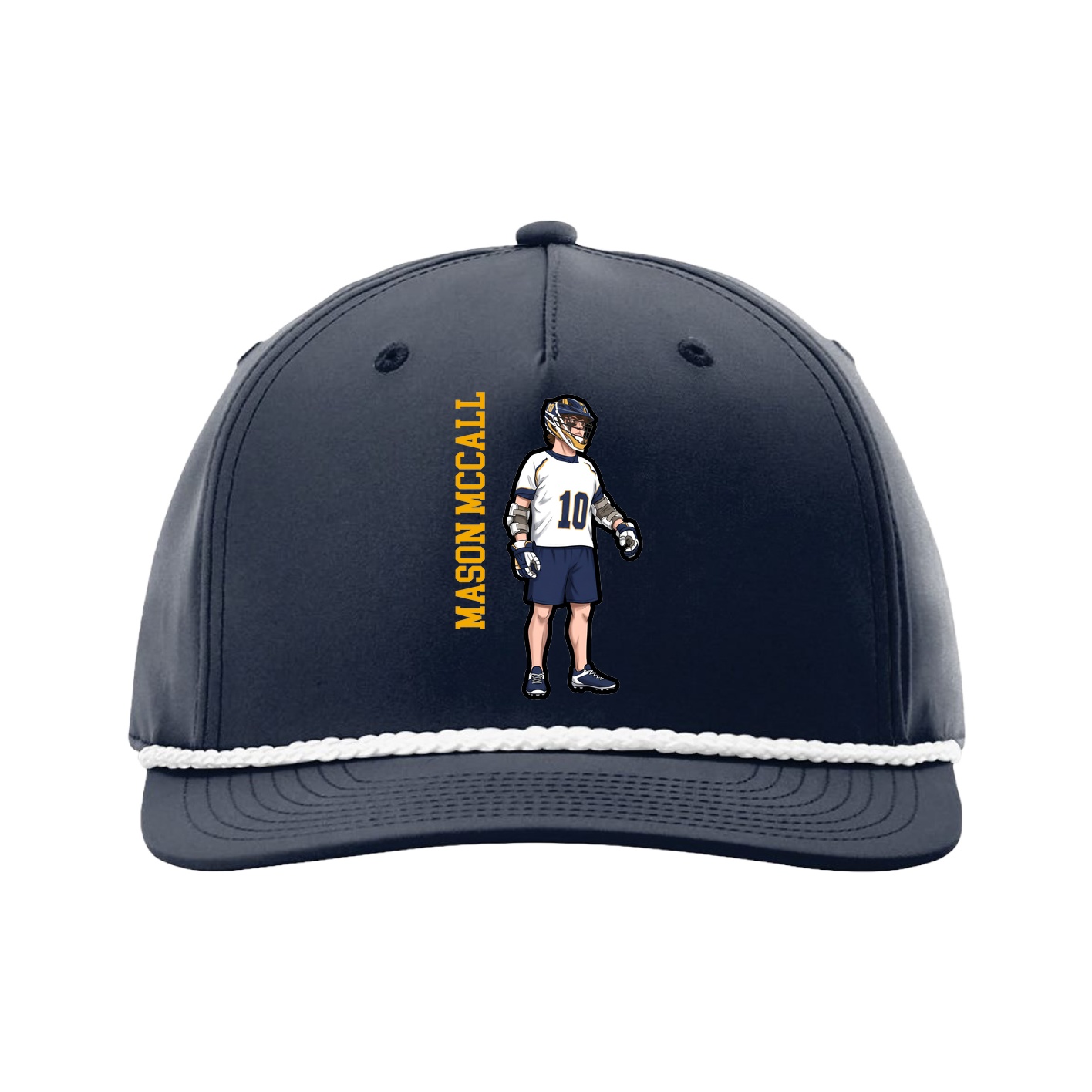 Five-Panel Classic Rope Cap — Name Vertical in Navy