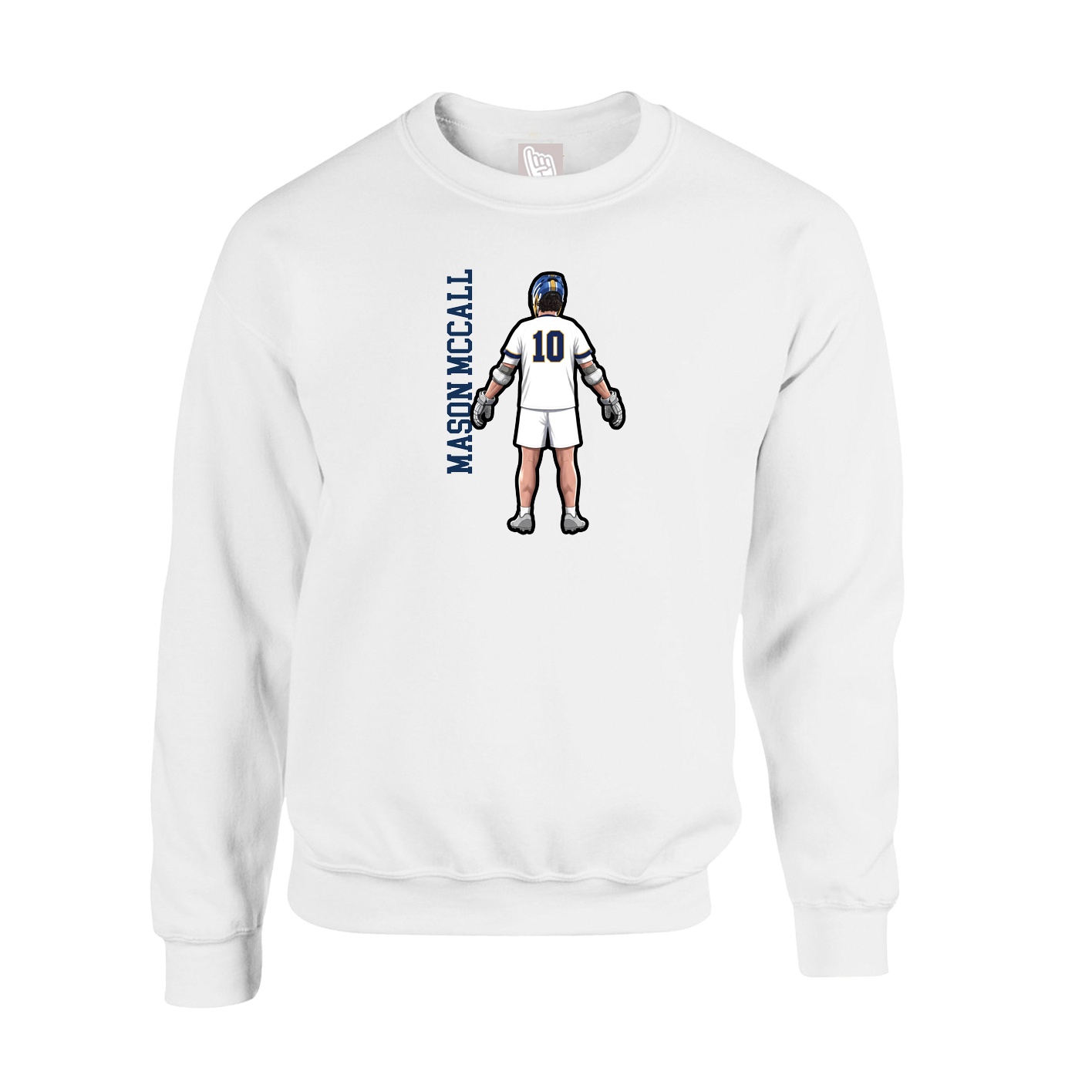 Fleece Crew — Name Vertical in White