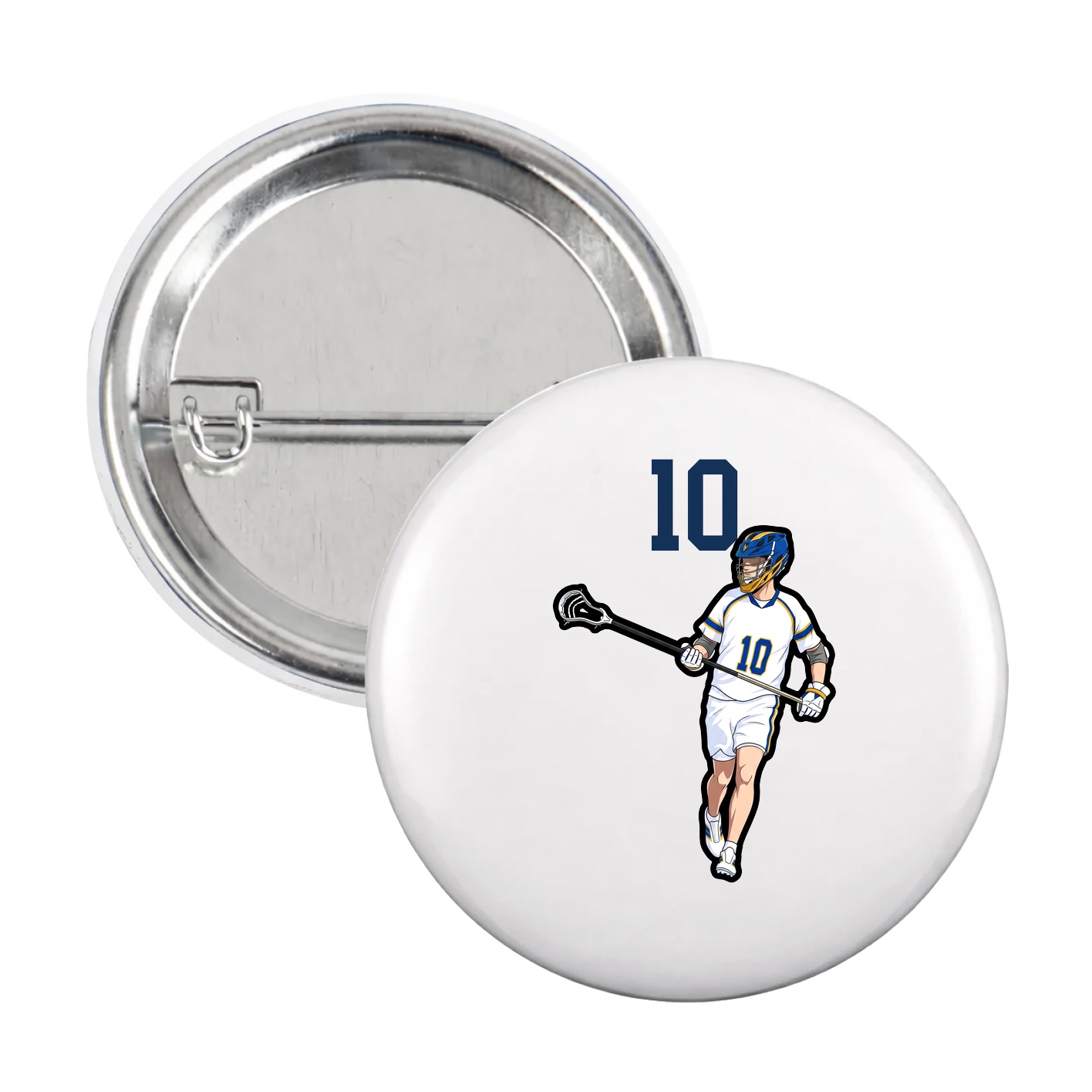 Game Day Button — Number Top in White