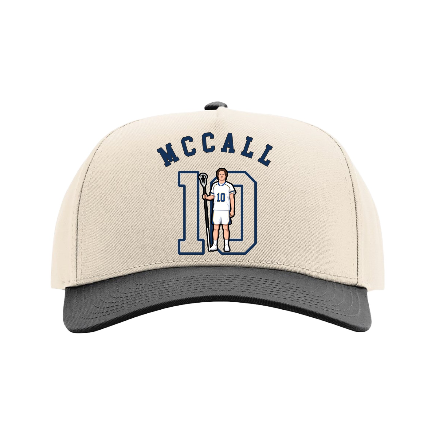 Full Fabric Five-Panel Champ Cap — Shirsey Arch in Cream/Black