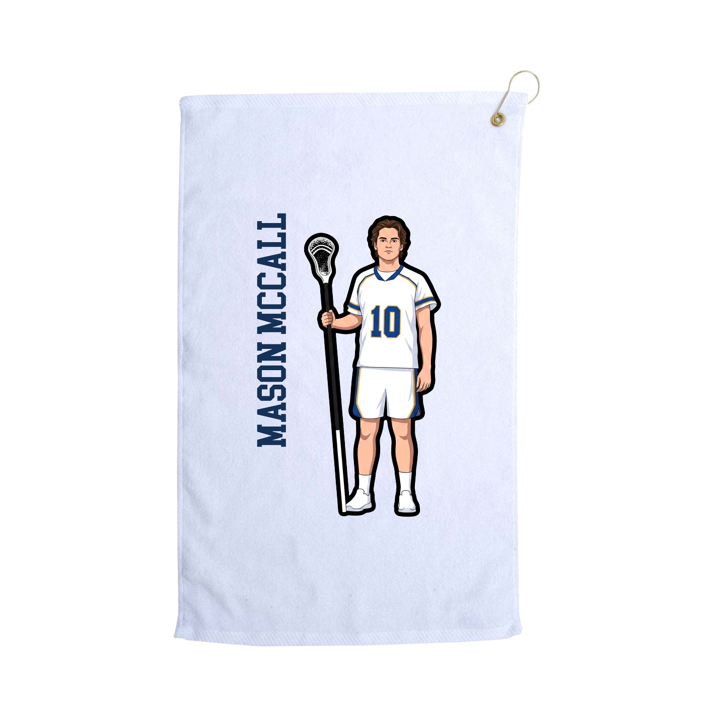 Golf Towel — Name Vertical in White