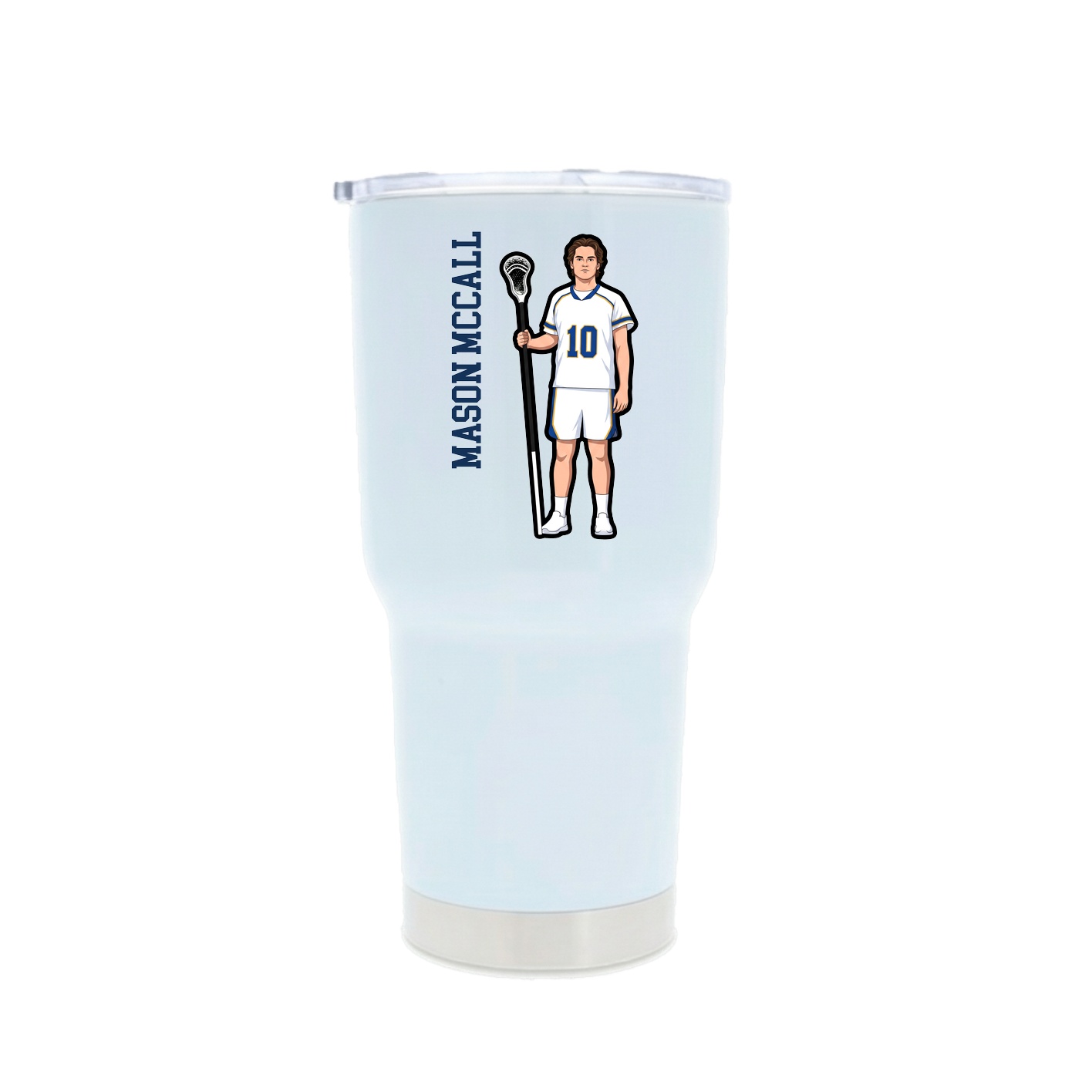 30oz Stainless Steel Tumbler — Name Vertical in White
