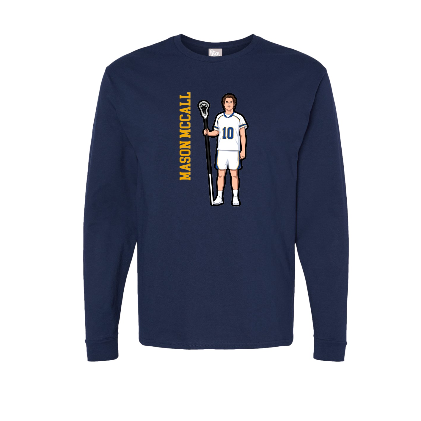 Long Sleeve Tee — Name Vertical in Navy