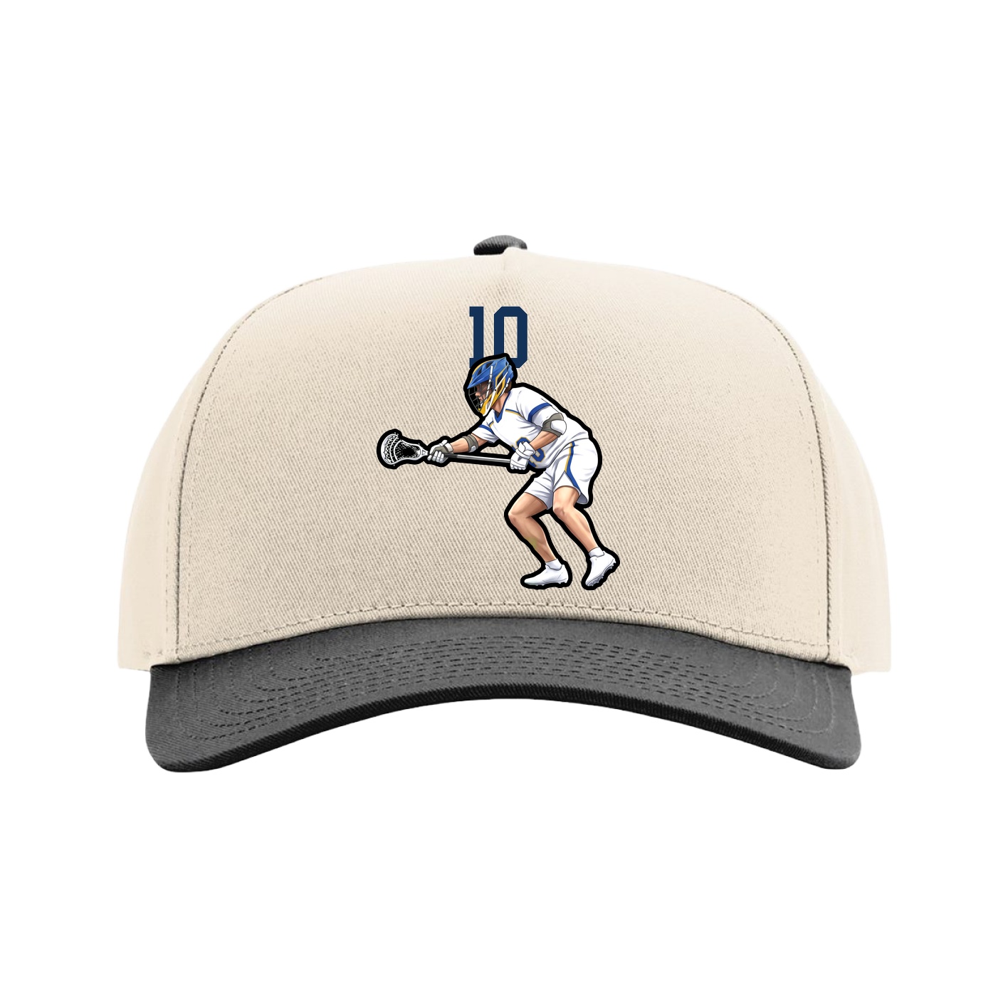 Full Fabric Five-Panel Champ Cap — Number Top in Cream/Black