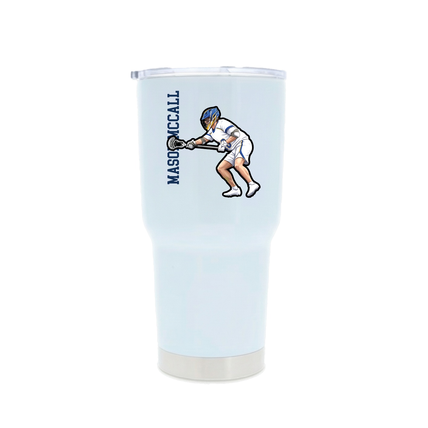 30oz Stainless Steel Tumbler — Name Vertical in White