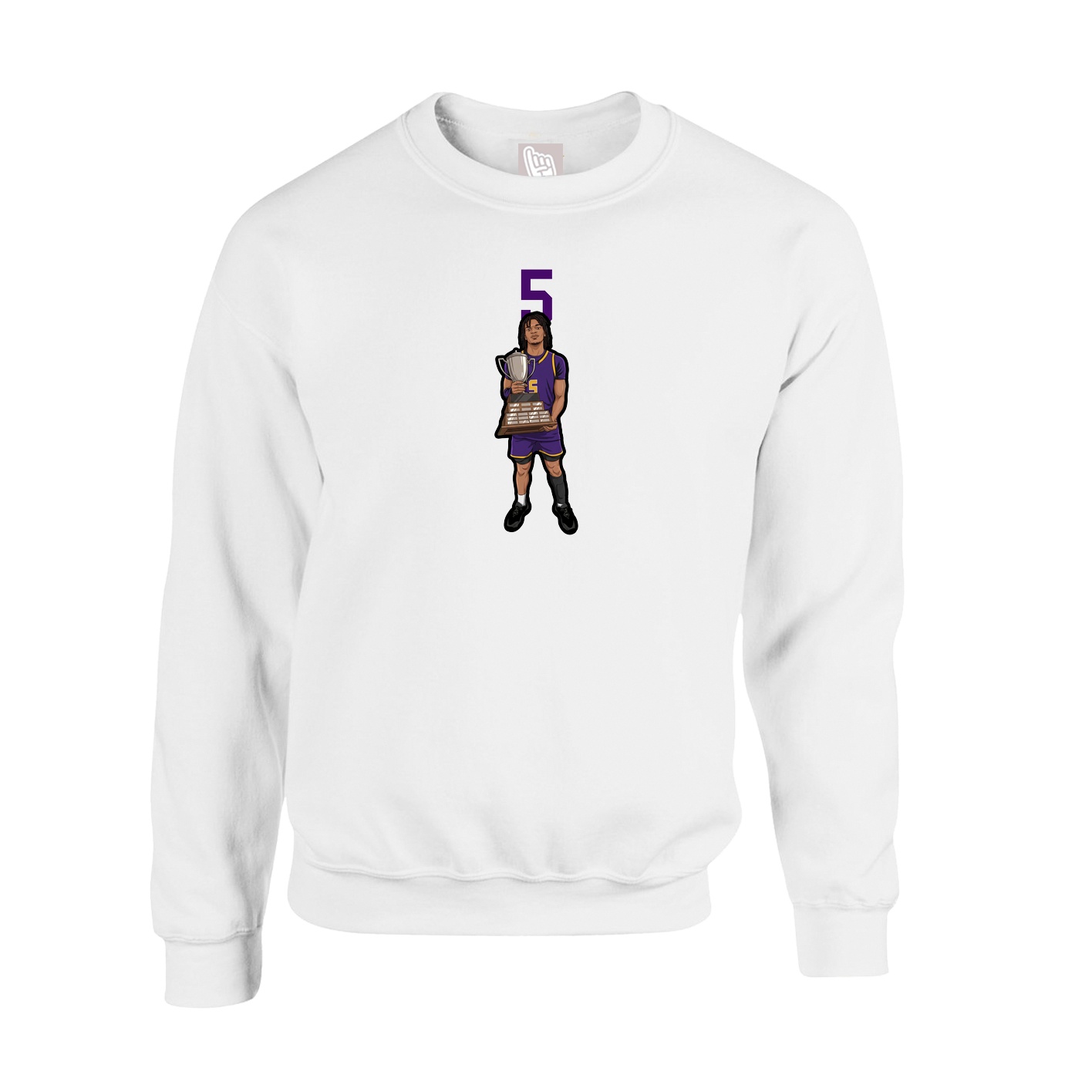 Fleece Crew — Number Top in White