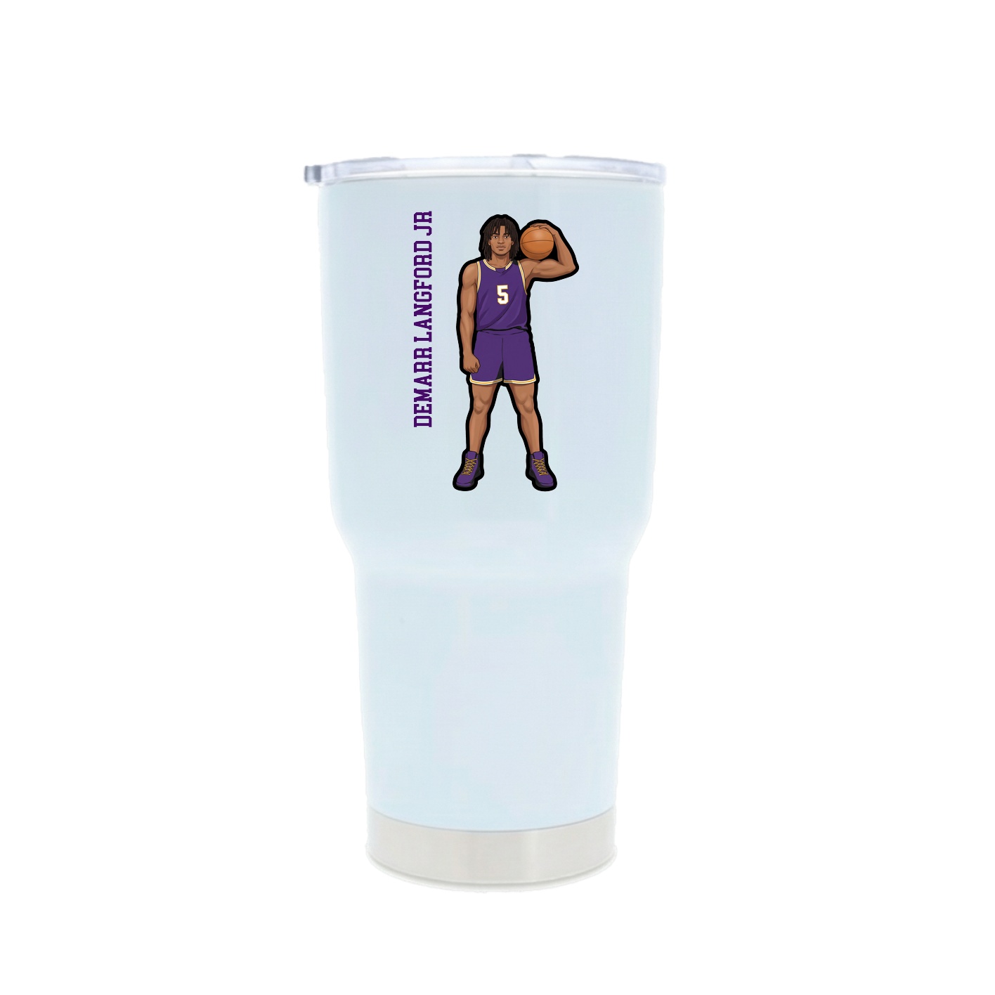 30oz Stainless Steel Tumbler — Name Vertical in White