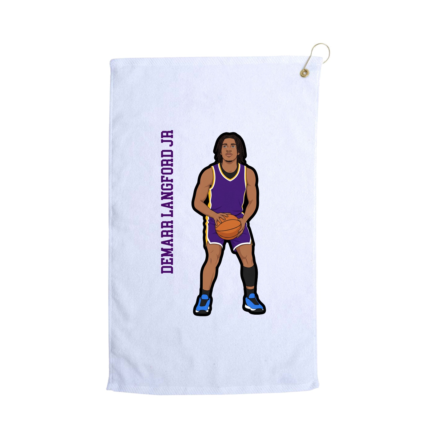 Golf Towel — Name Vertical in White