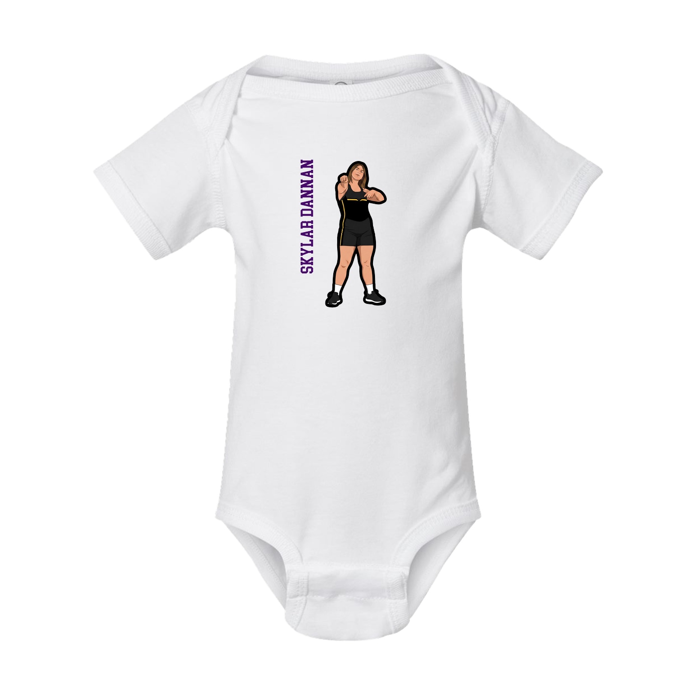 Baby Onesie — Name Vertical in White