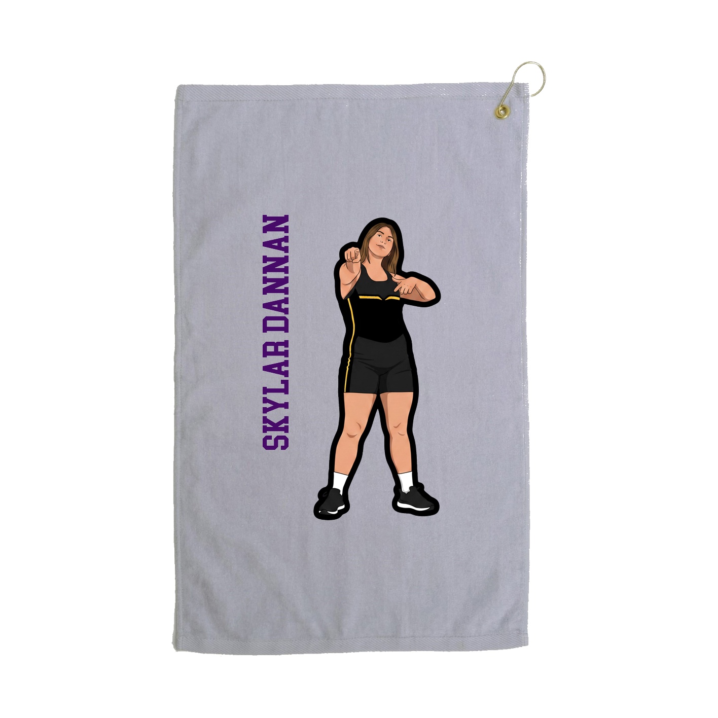 Golf Towel — Name Vertical in Grey
