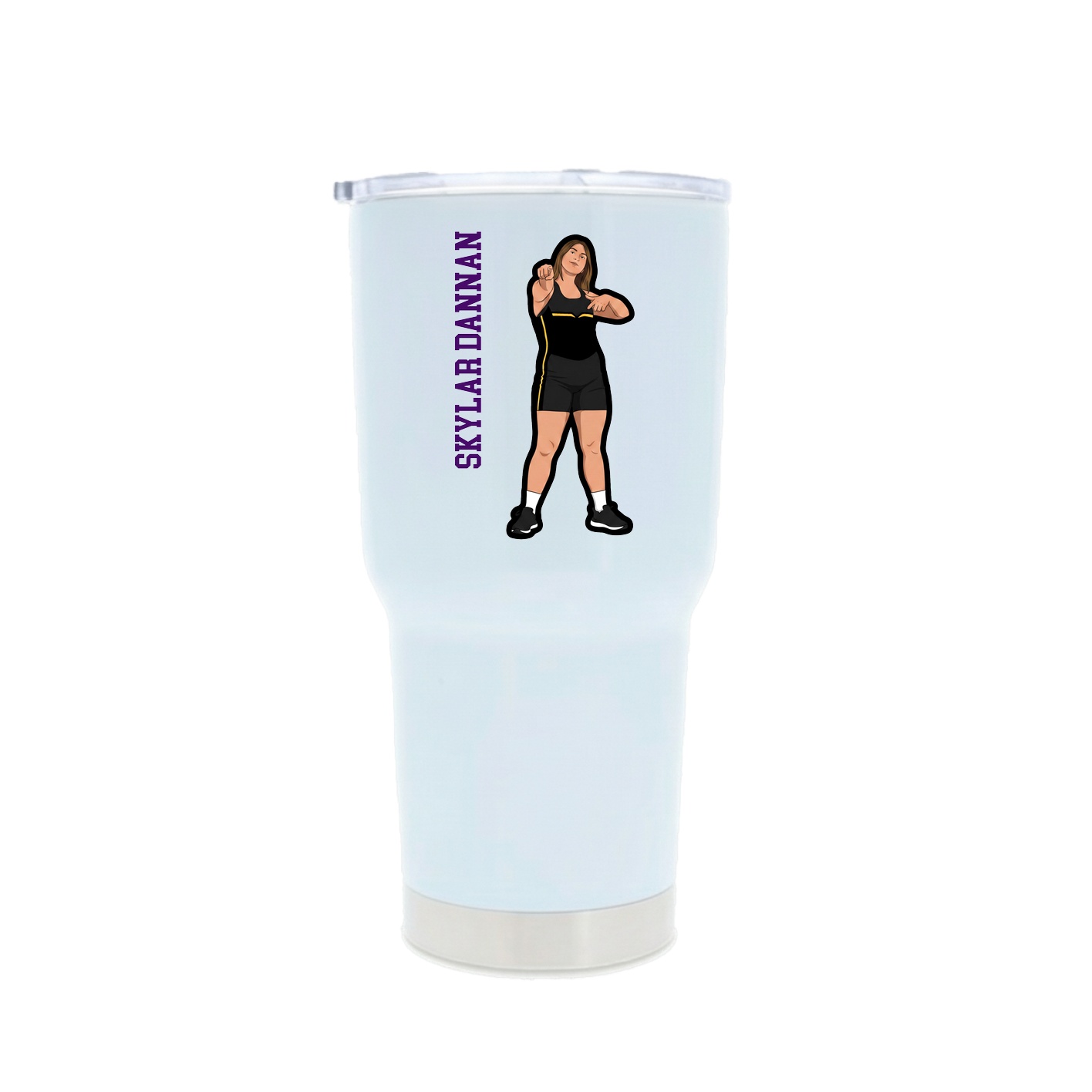 30oz Stainless Steel Tumbler — Name Vertical in White