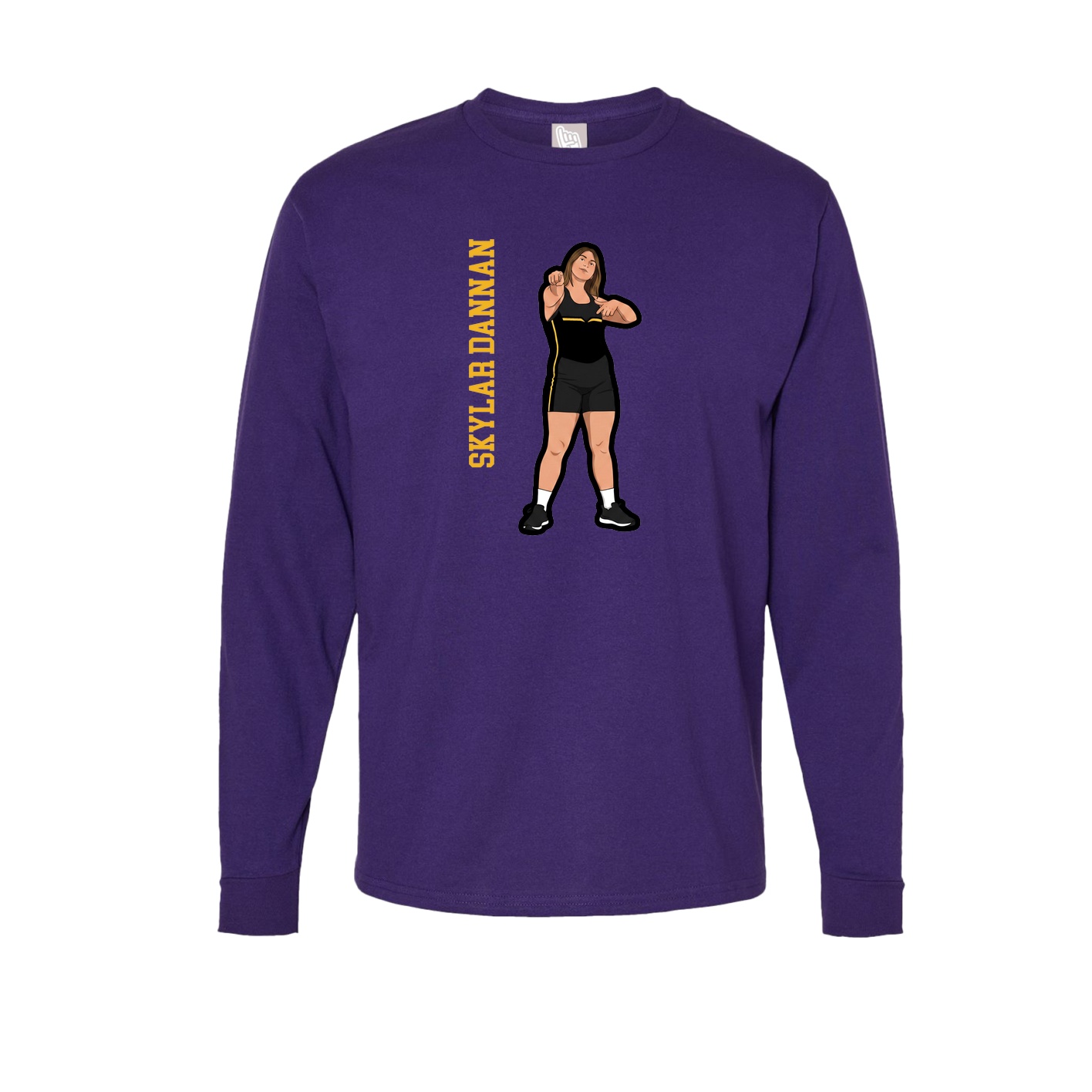 Long Sleeve Tee — Name Vertical in Purple