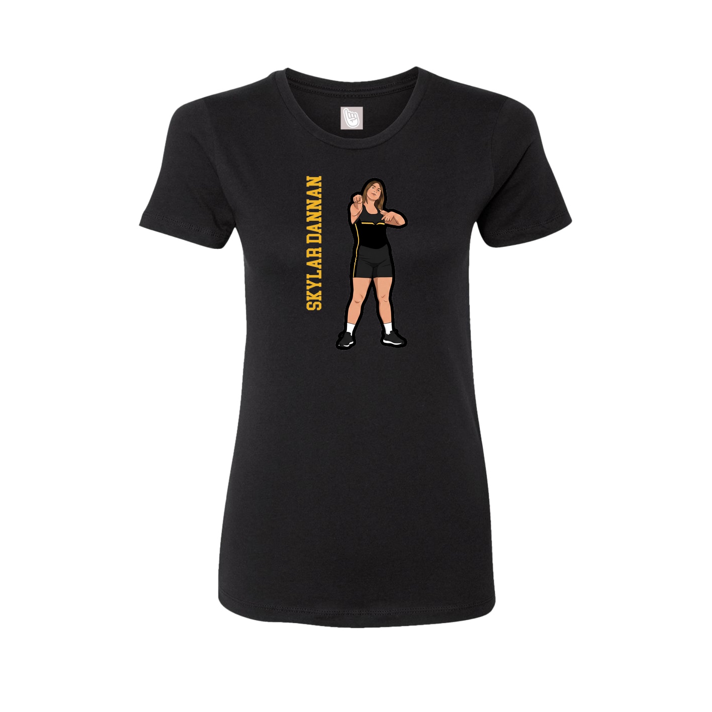 Womens Tee — Name Vertical in Black