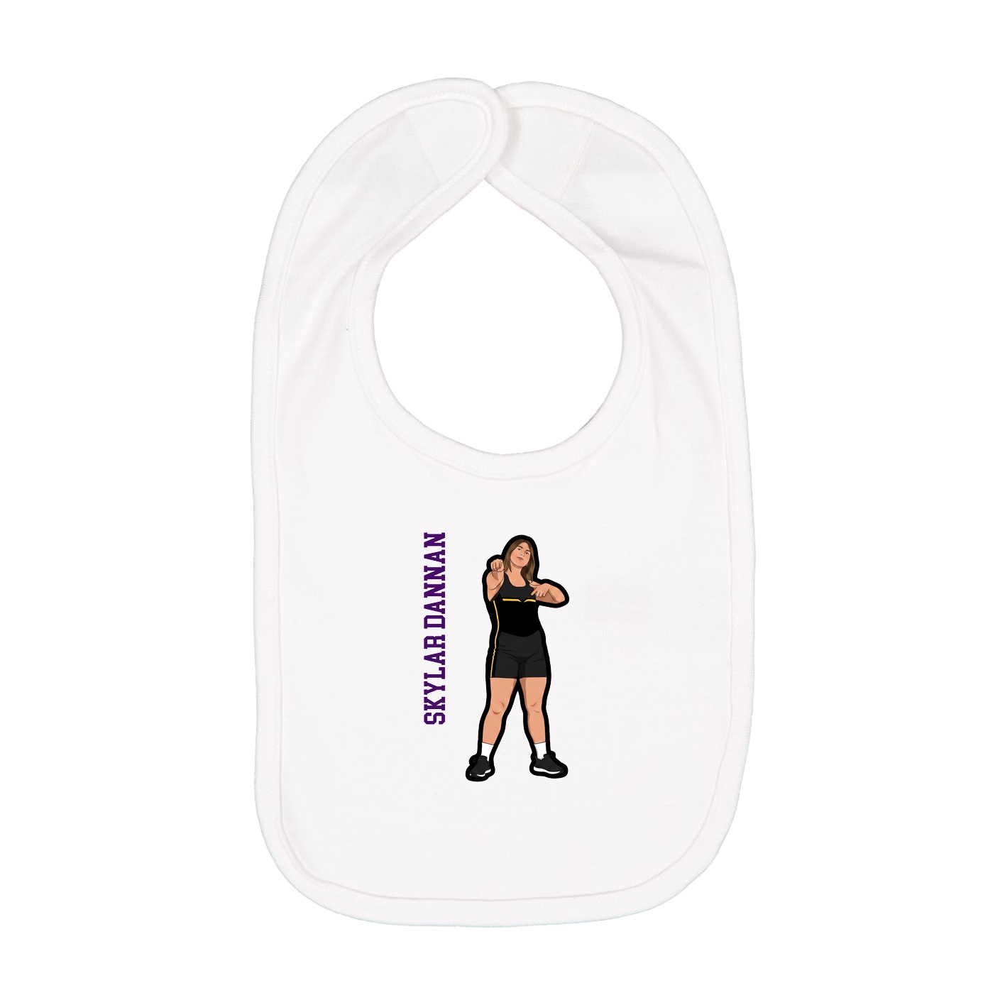 Infant Bib — Name Vertical in White