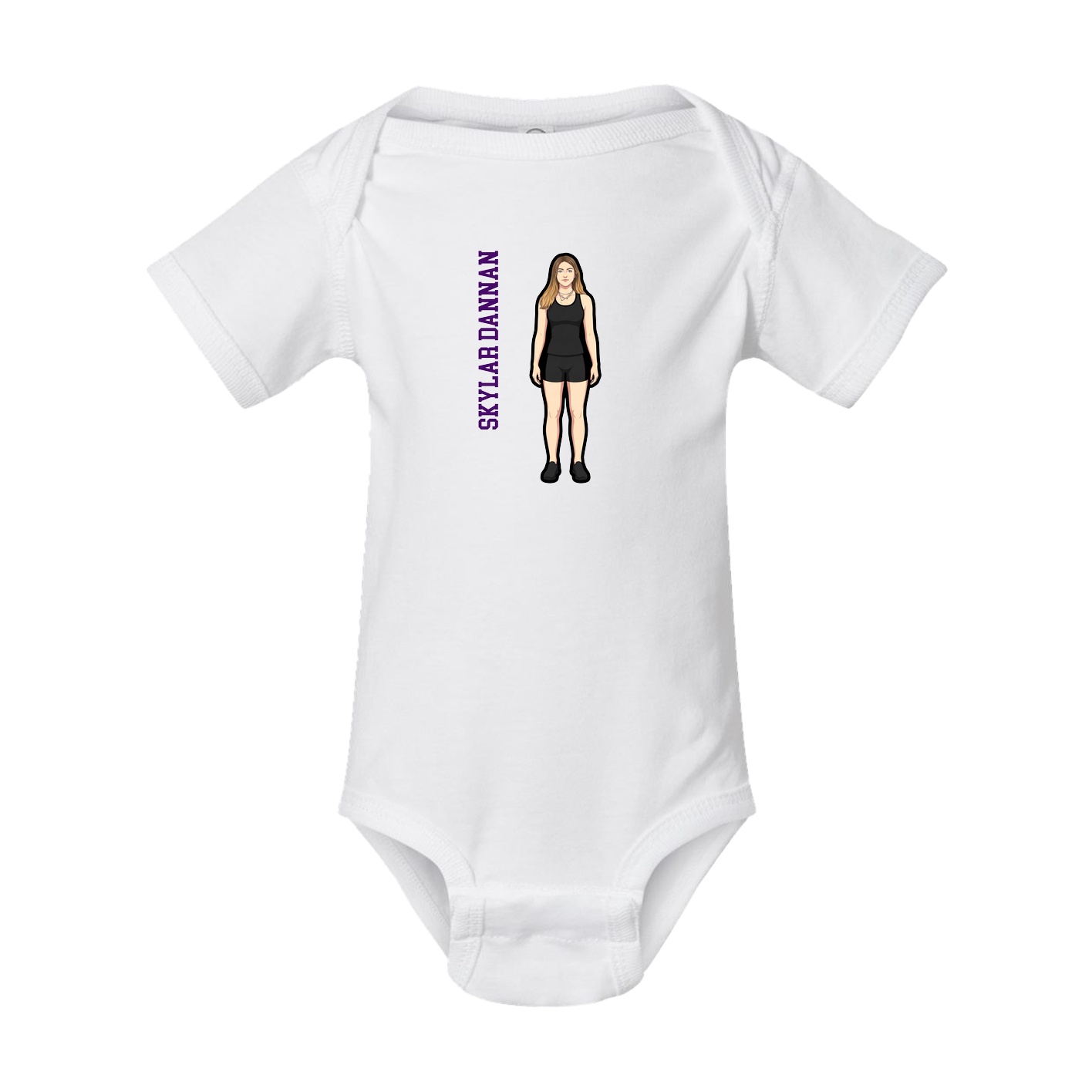 Baby Onesie — Name Vertical in White