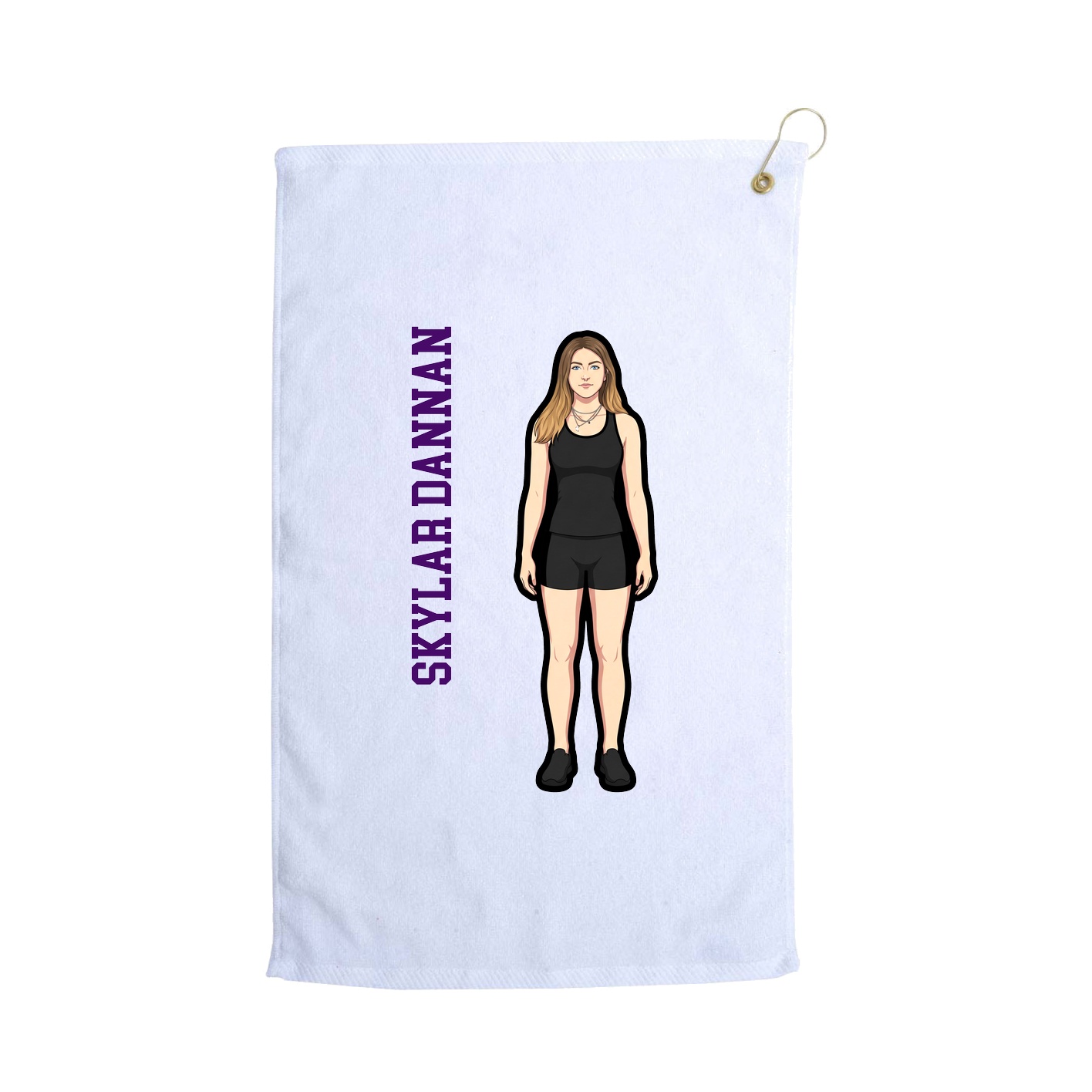 Golf Towel — Name Vertical in White
