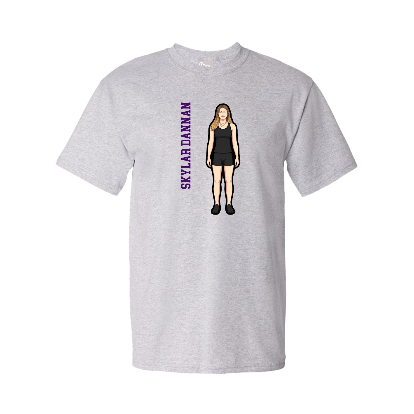 Tee — Name Vertical in Grey