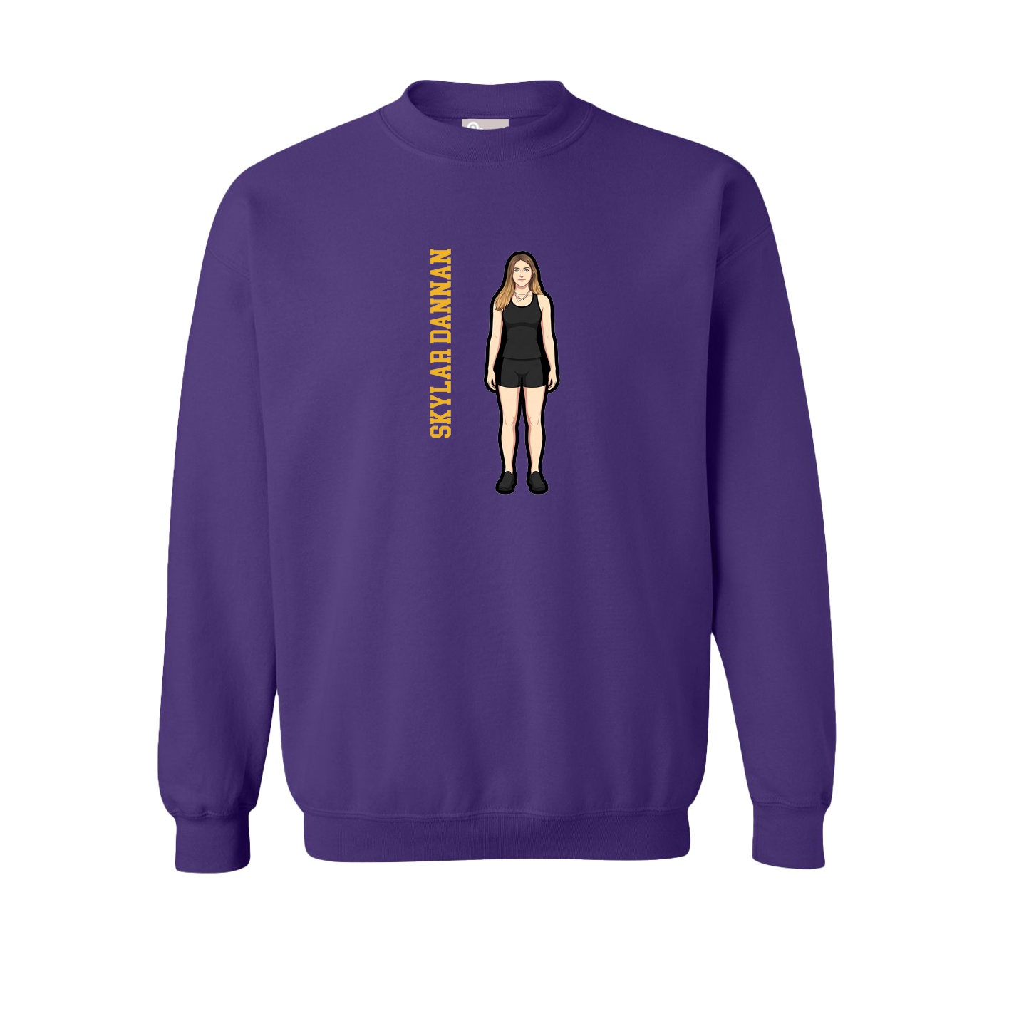 Fleece Crew — Name Vertical in Purple