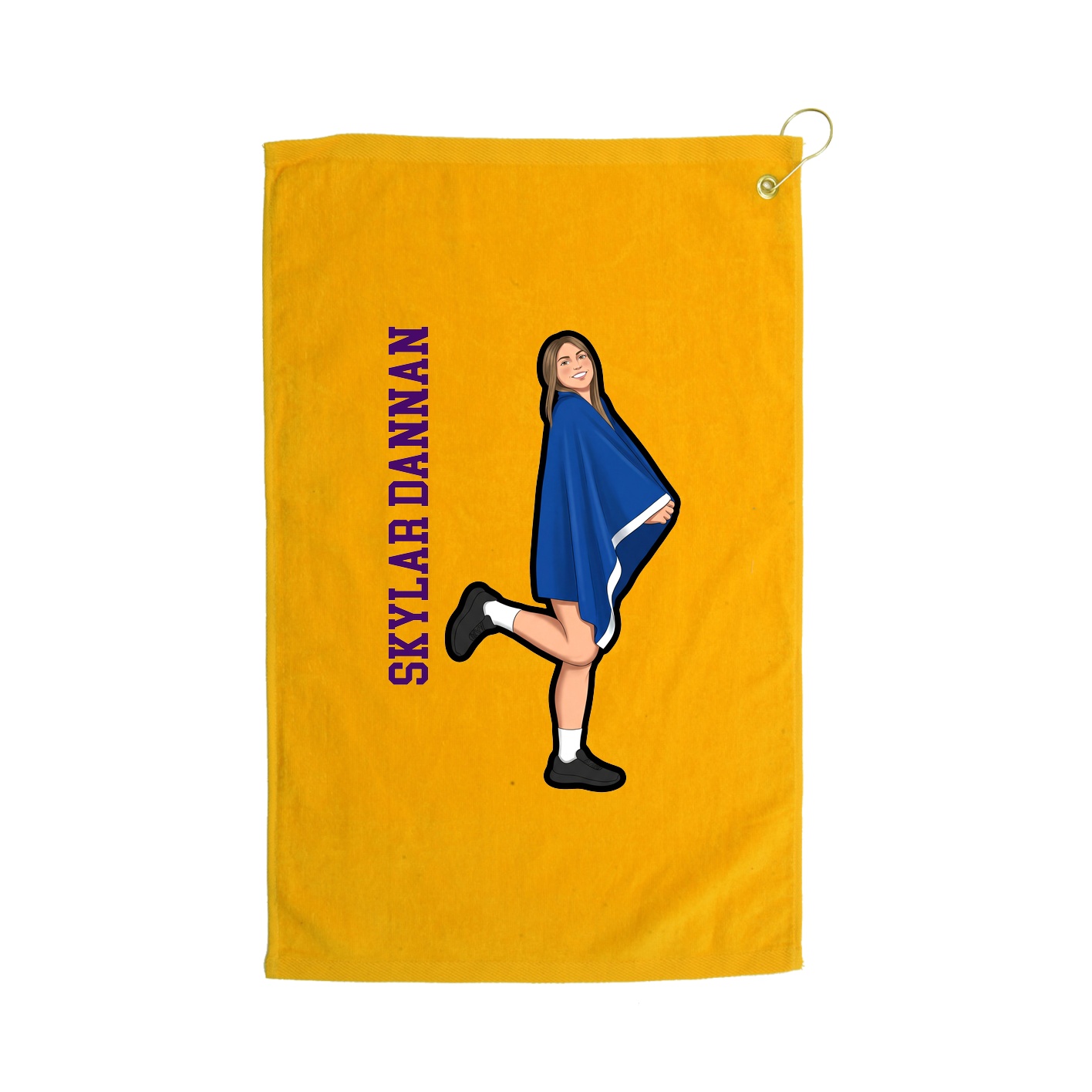 Golf Towel — Name Vertical in Gold