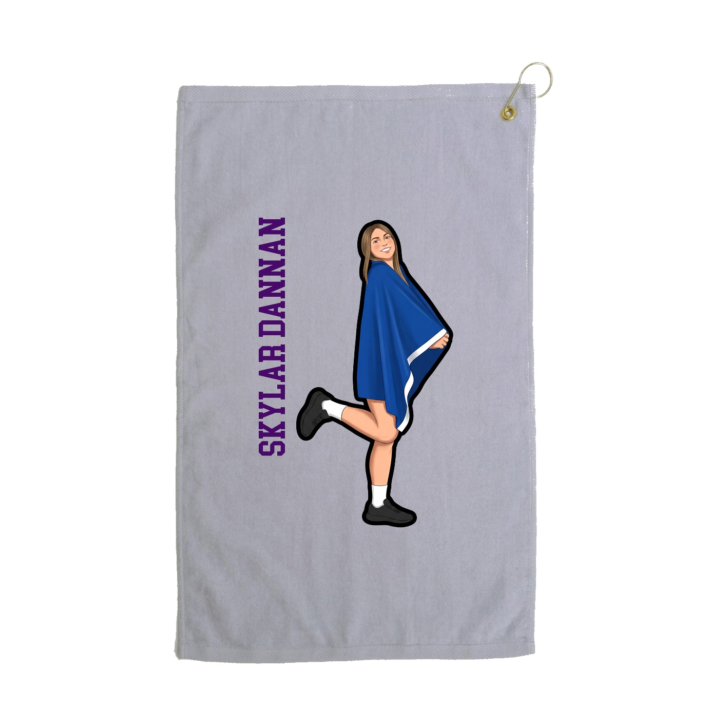 Golf Towel — Name Vertical in Grey