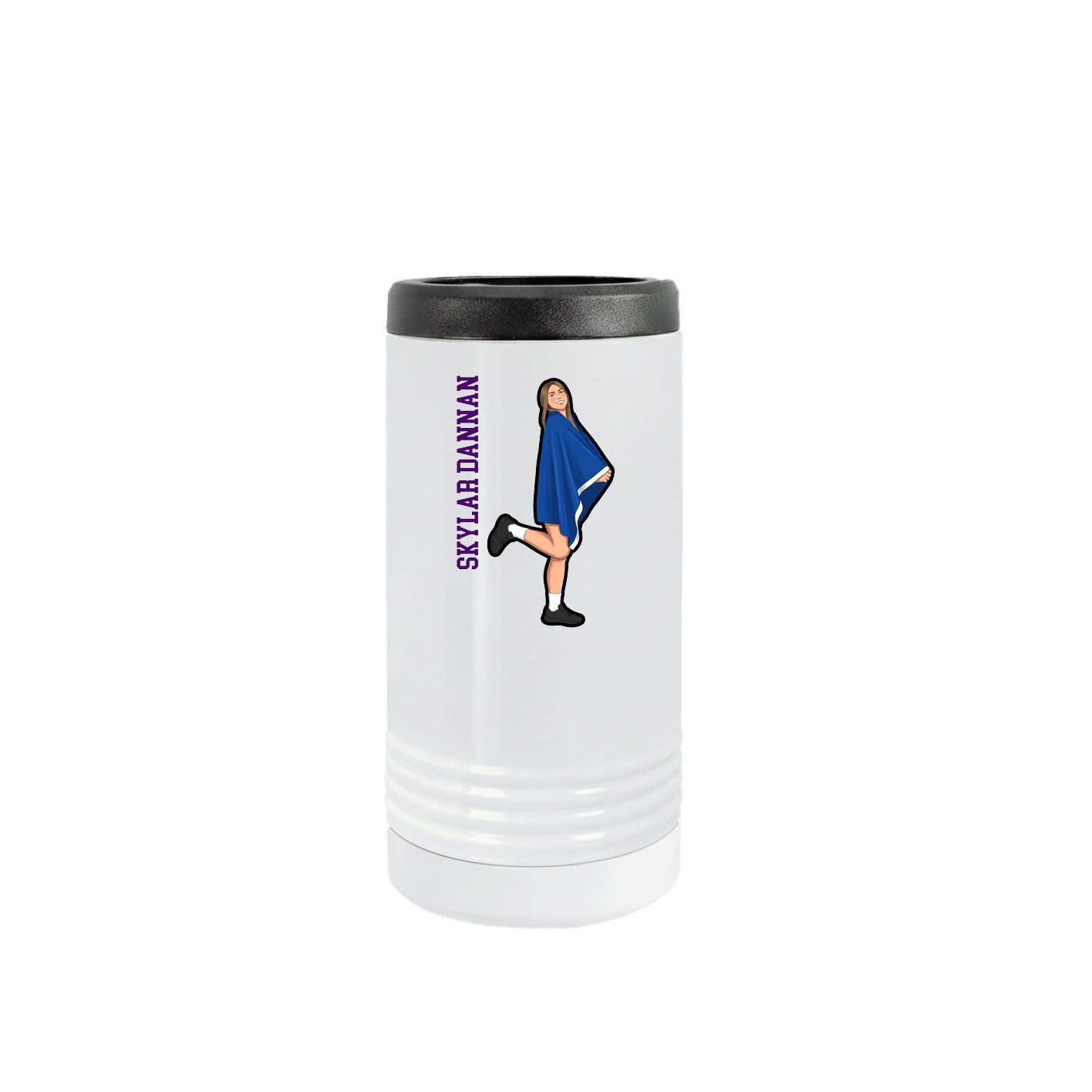 Slim Beverage Holder — Name Vertical in White