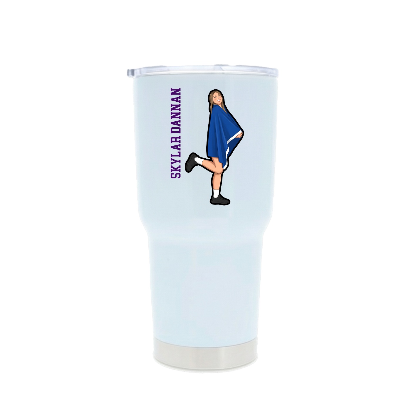 30oz Stainless Steel Tumbler — Name Vertical in White