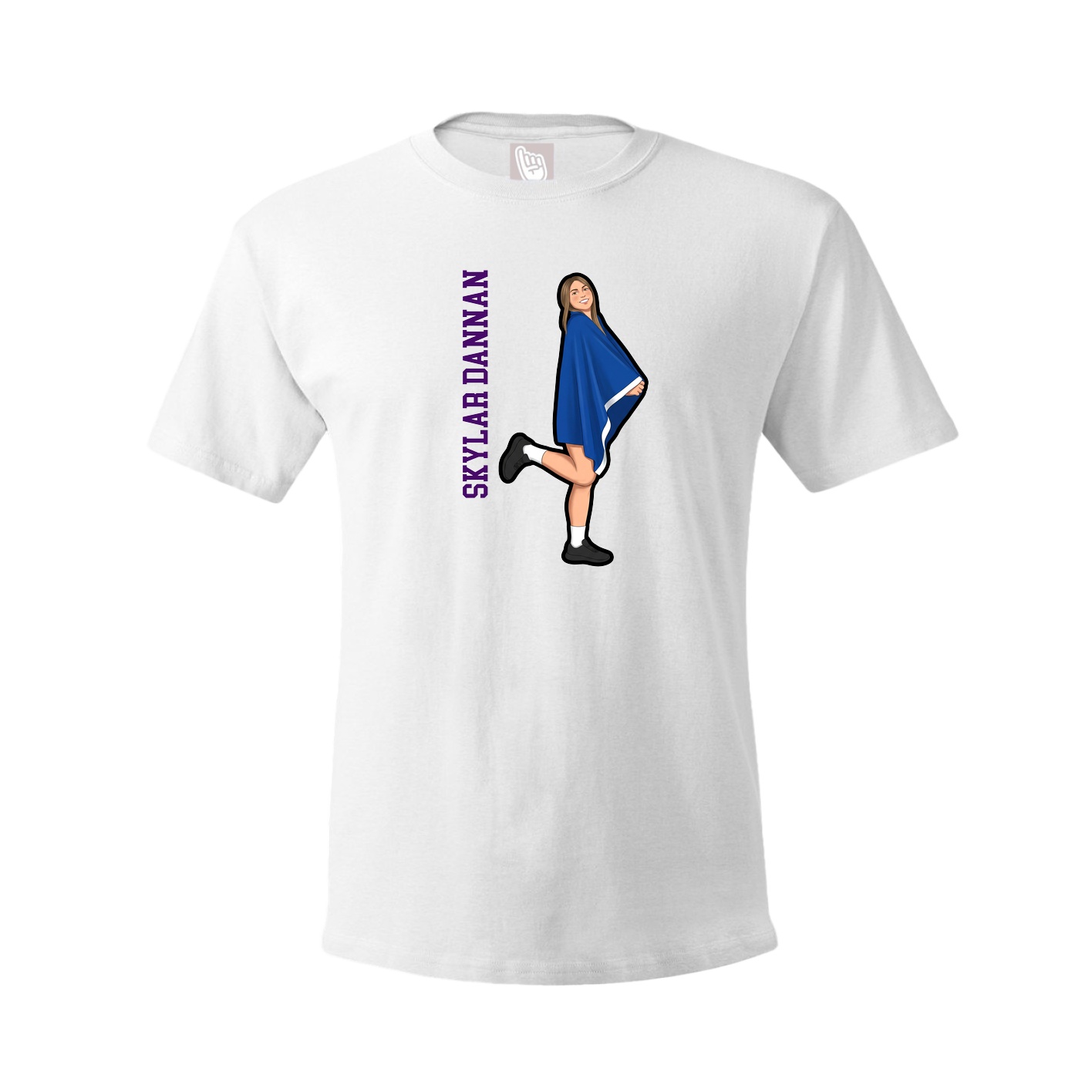 Youth Tee — Name Vertical in White
