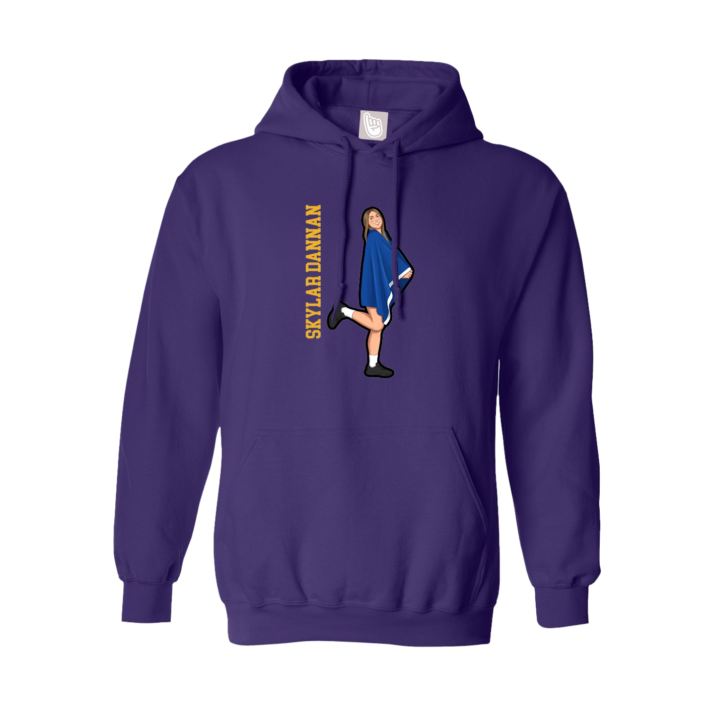 Hoodie — Name Vertical in Purple