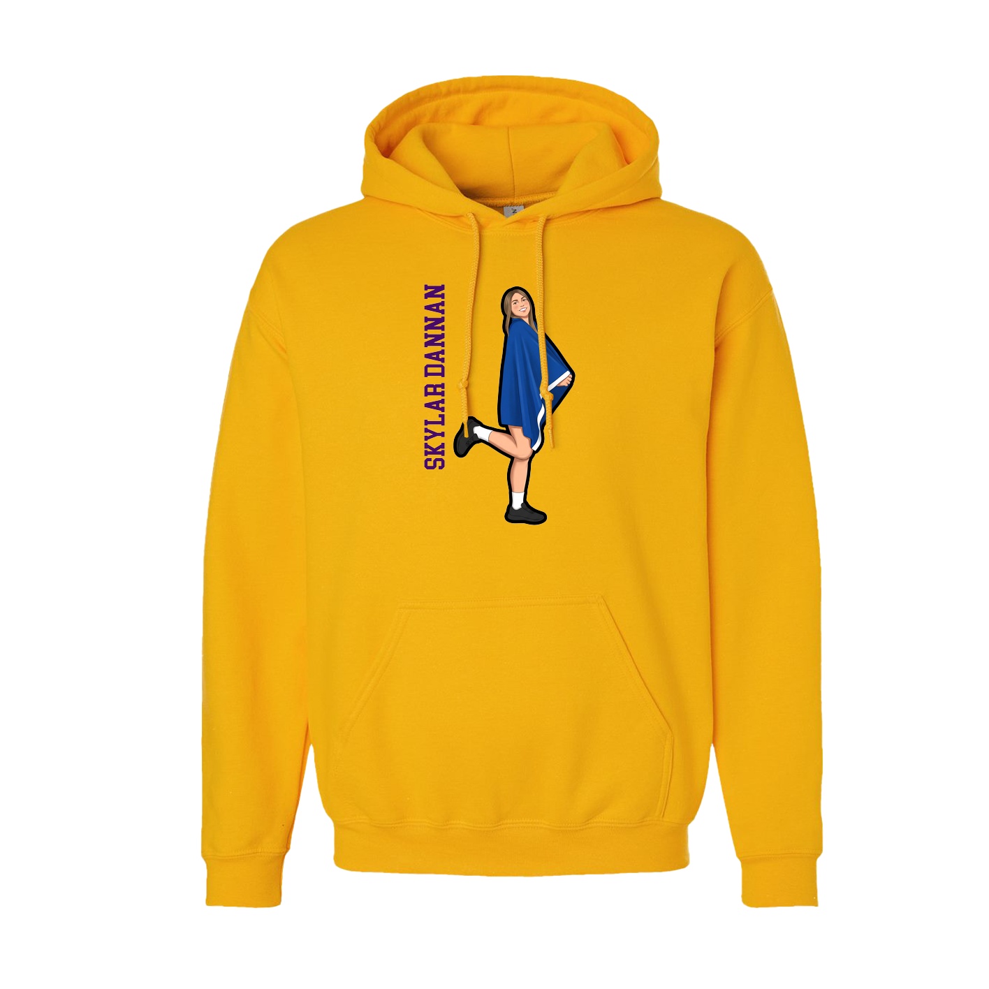 Youth Hoodie — Name Vertical in Gold