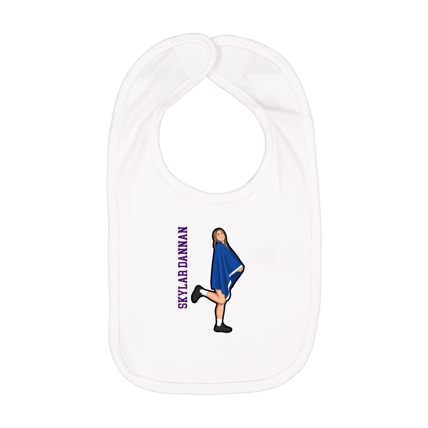 Infant Bib — Name Vertical in White