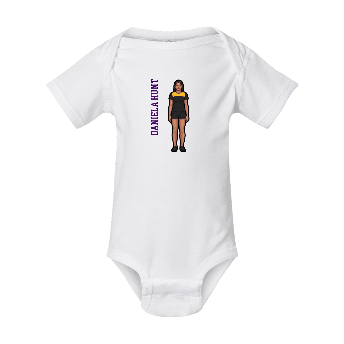 Baby Onesie — Name Vertical in White
