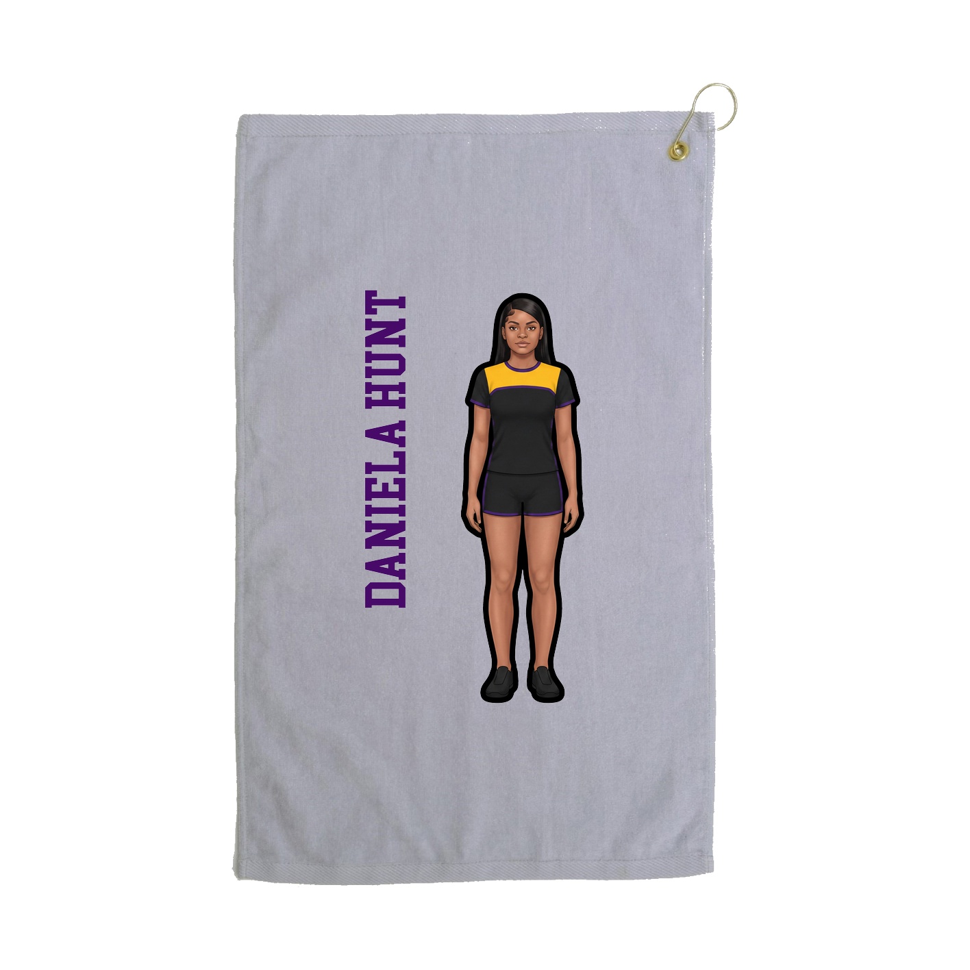 Golf Towel — Name Vertical in Grey