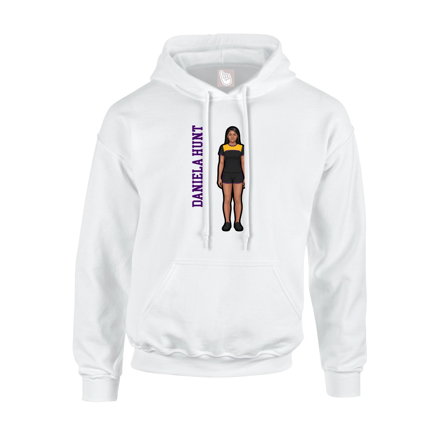 Youth Hoodie — Name Vertical in White