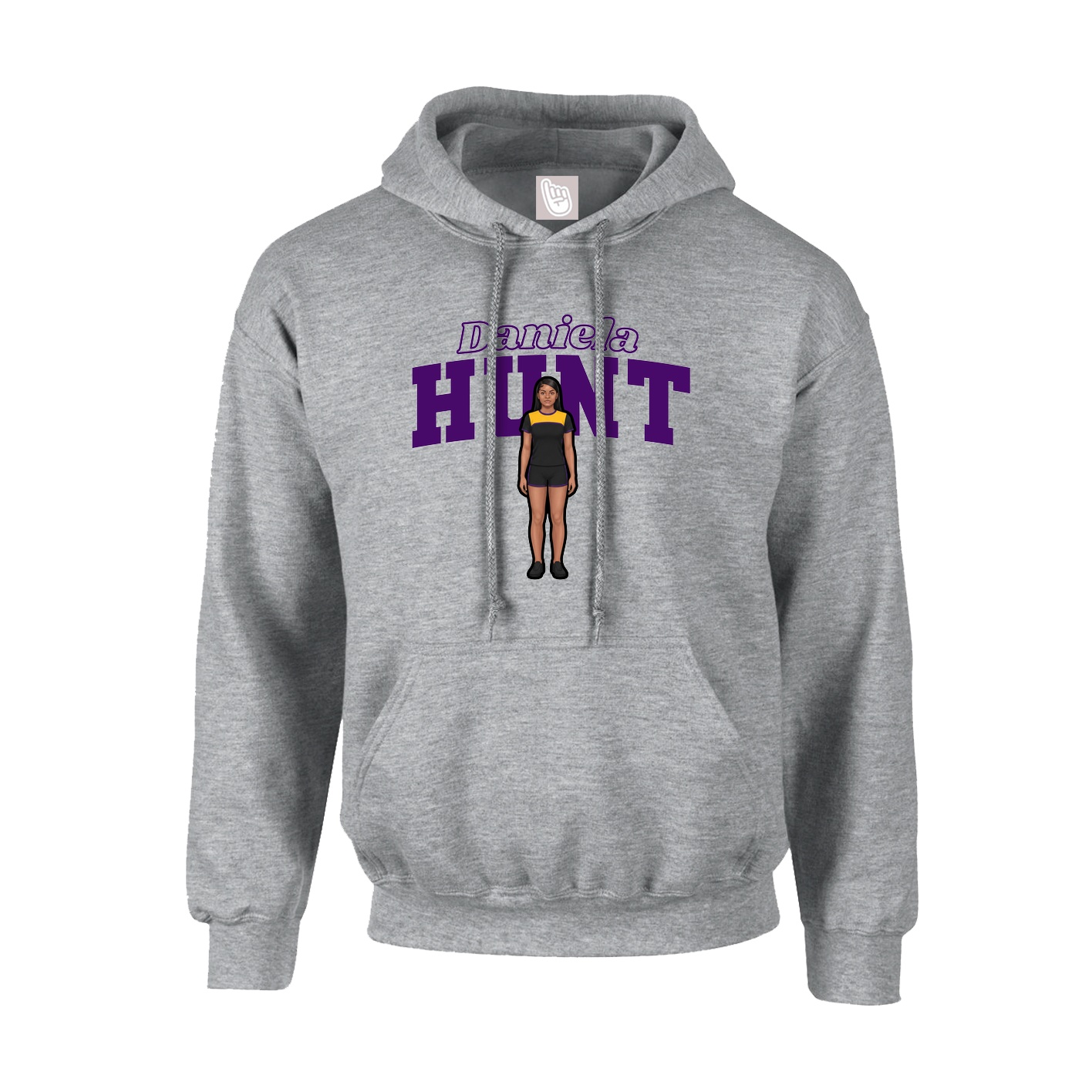 Youth Hoodie — Name Arch in Grey