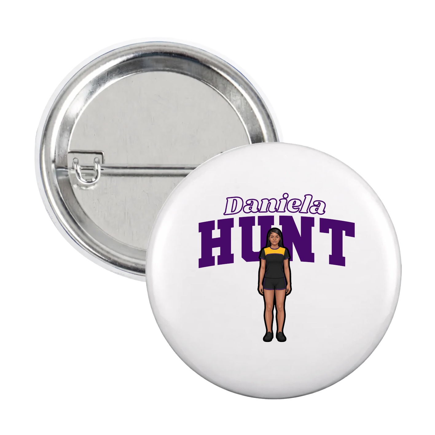 Game Day Button — Name Arch in White