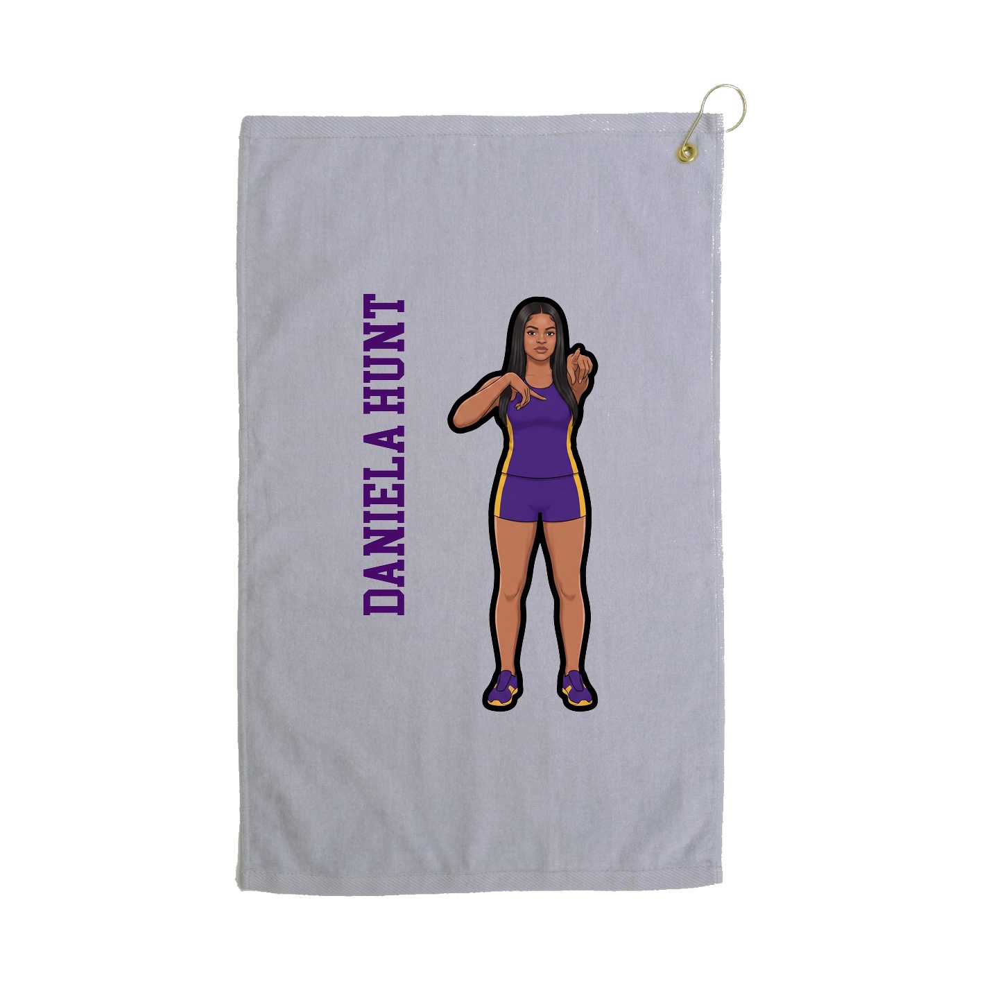 Golf Towel — Name Vertical in Grey