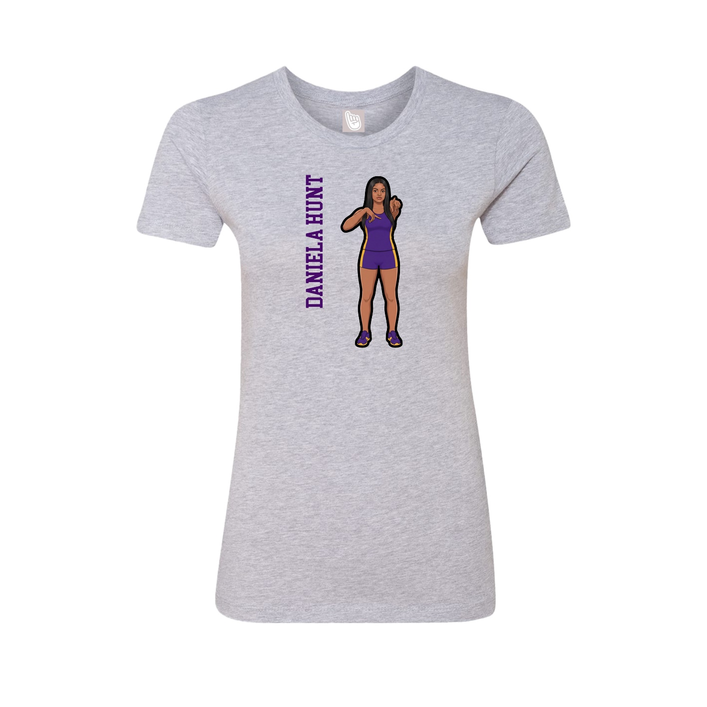 Fitted Women's Tee — Name Vertical in Grey