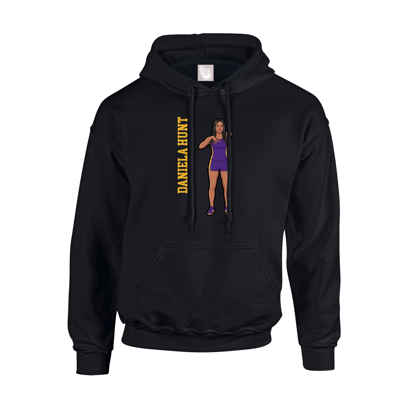 Youth Hoodie — Name Vertical in Black