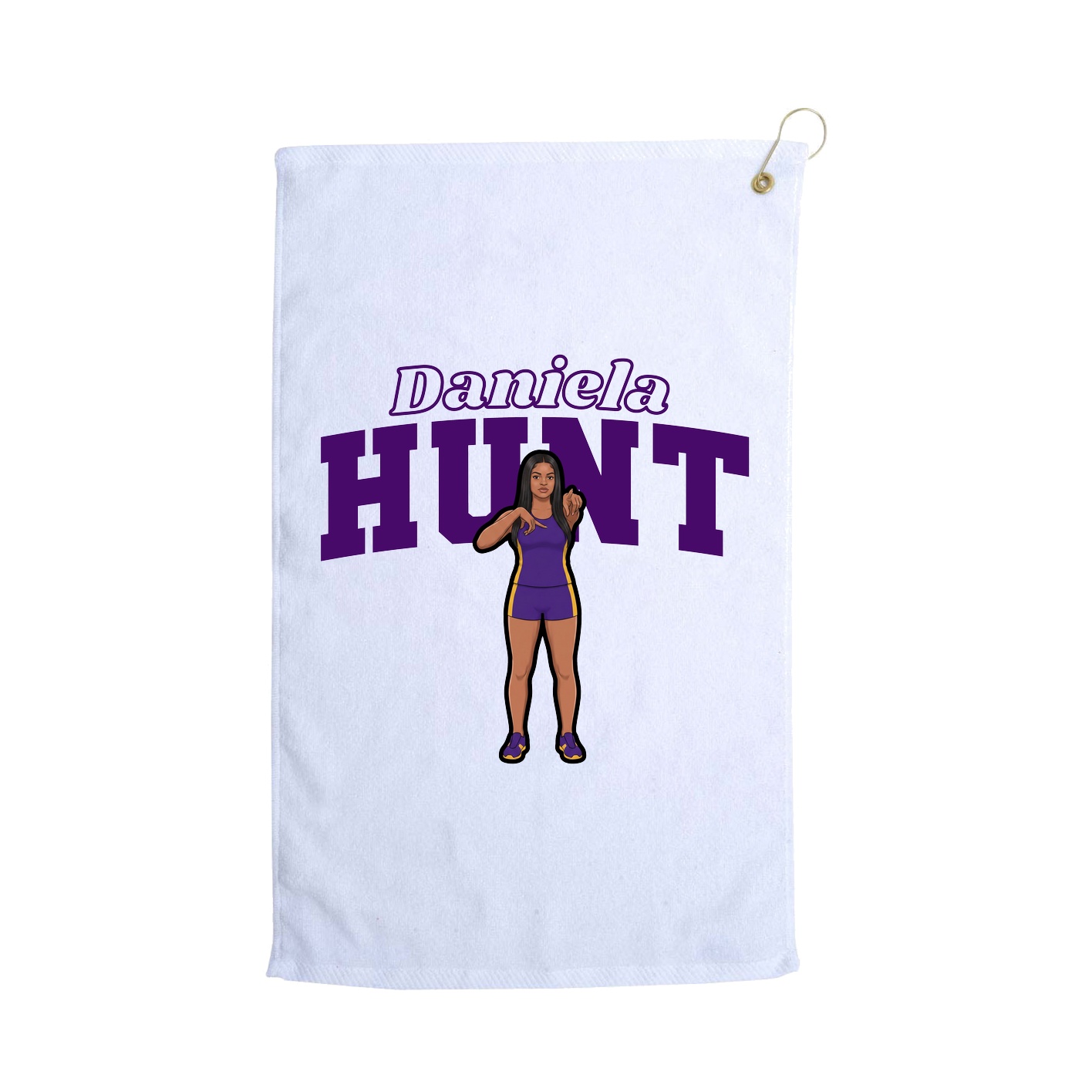 Golf Towel — Name Arch in White