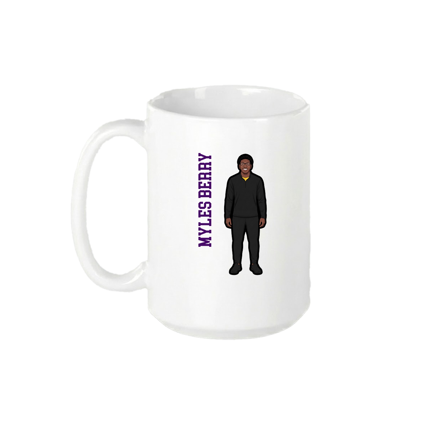 15oz Coffee Mug — Name Vertical in White