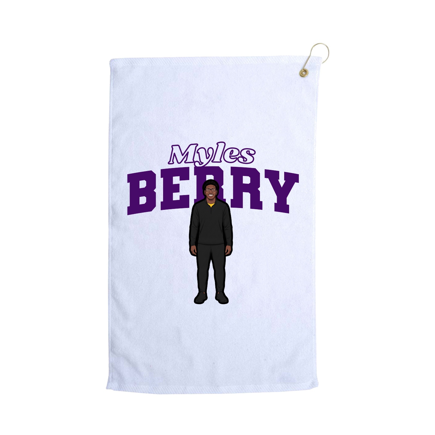 Golf Towel — Name Arch in White