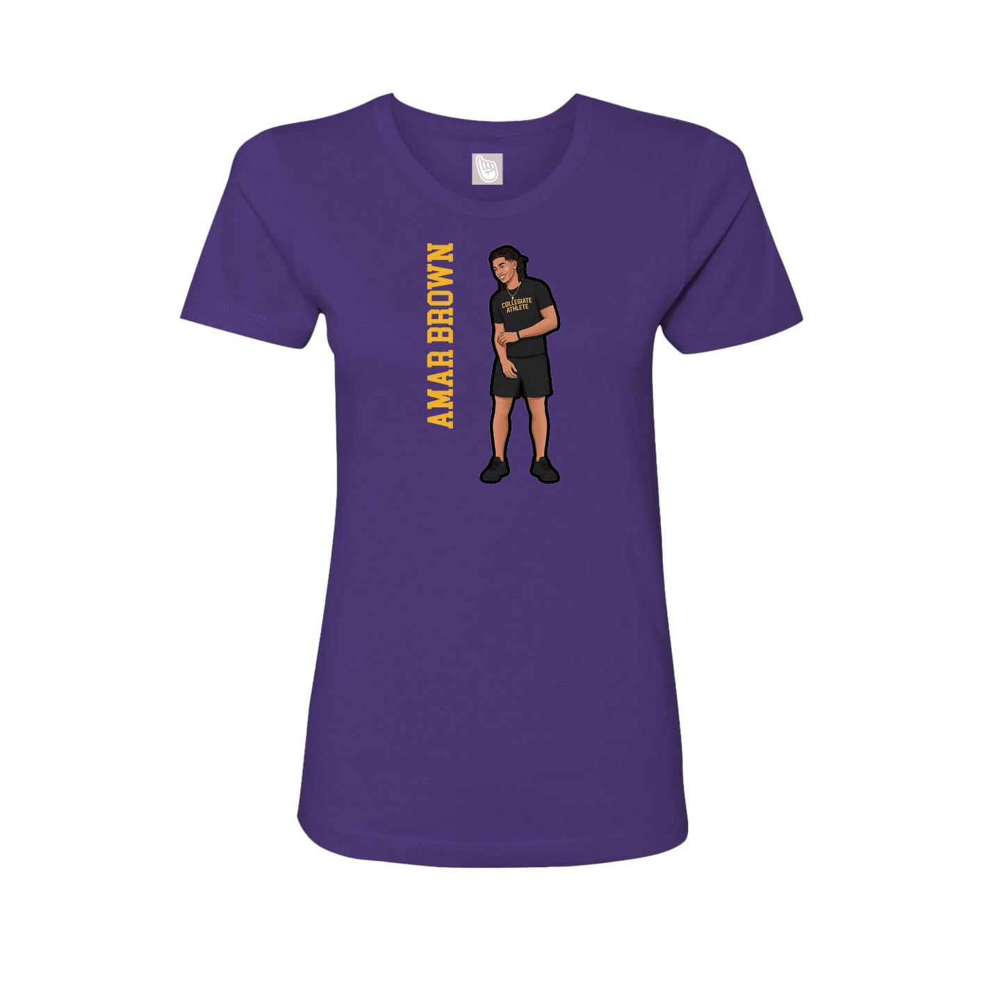 Fitted Women's Tee — Name Vertical in Purple
