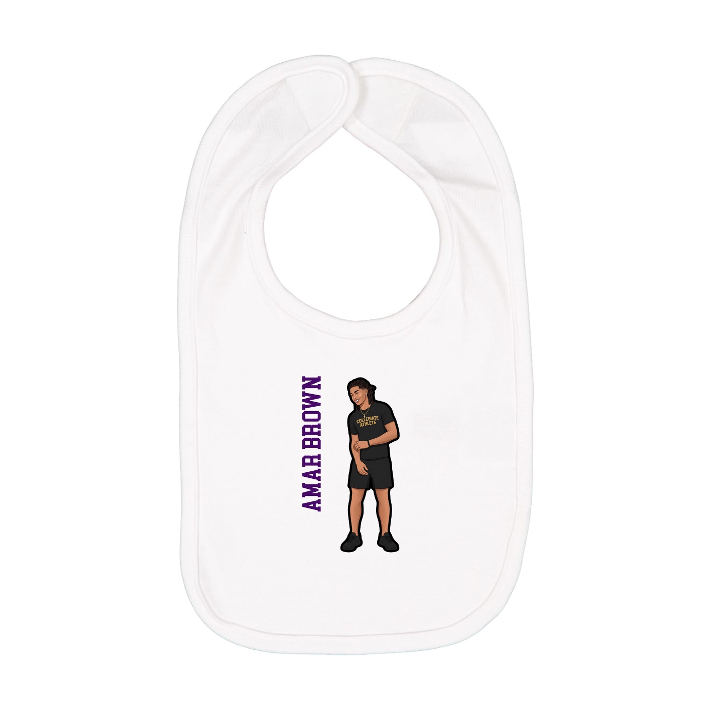 Infant Bib — Name Vertical in White