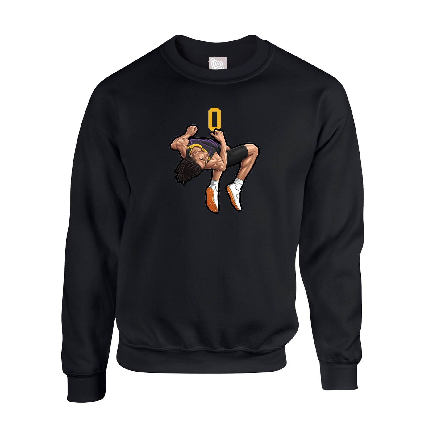 Fleece Crew — Number Top in Black