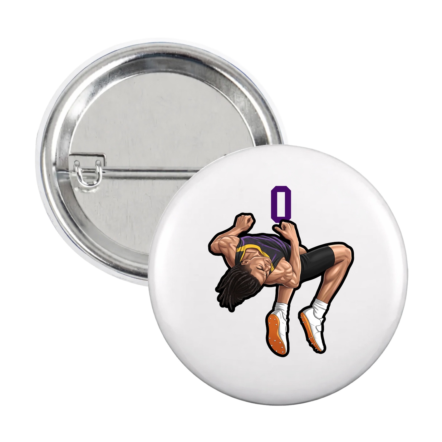 Game Day Button — Number Top in White