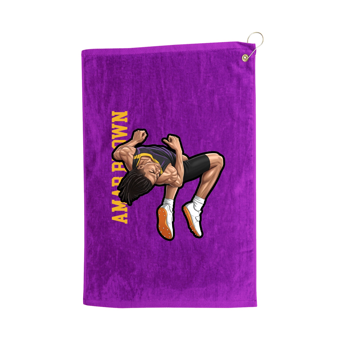 Golf Towel — Name Vertical in Purple