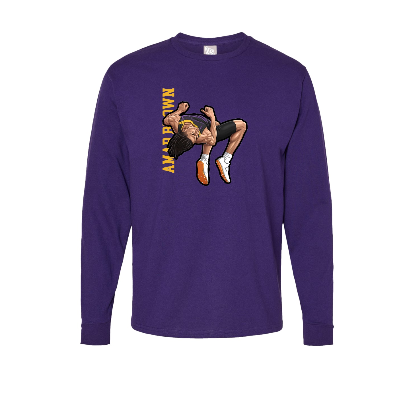 Long Sleeve Tee — Name Vertical in Purple