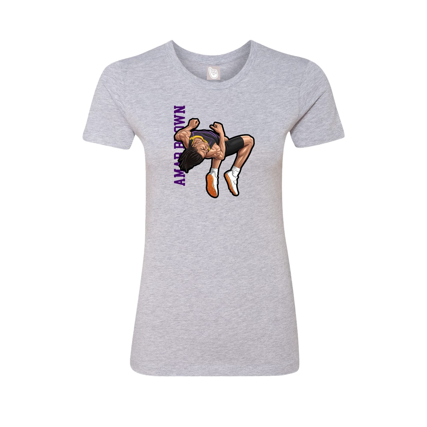 Fitted Women's Tee — Name Vertical in Grey