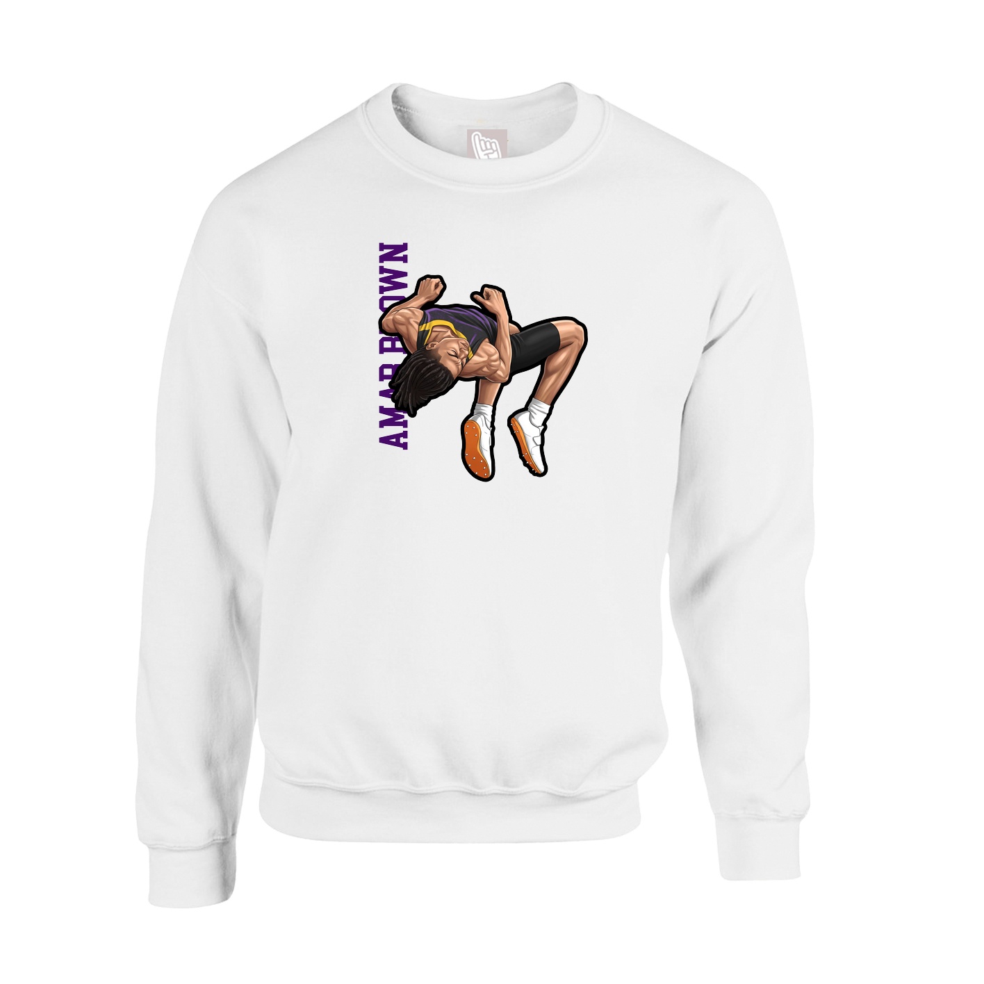 Fleece Crew — Name Vertical in White